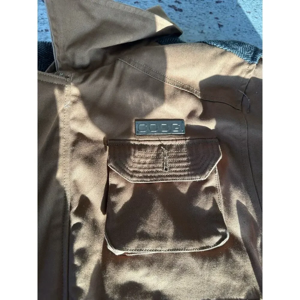 COOGI Brown tactical flight bomber herringbone trim and utility Jacket Men's XL